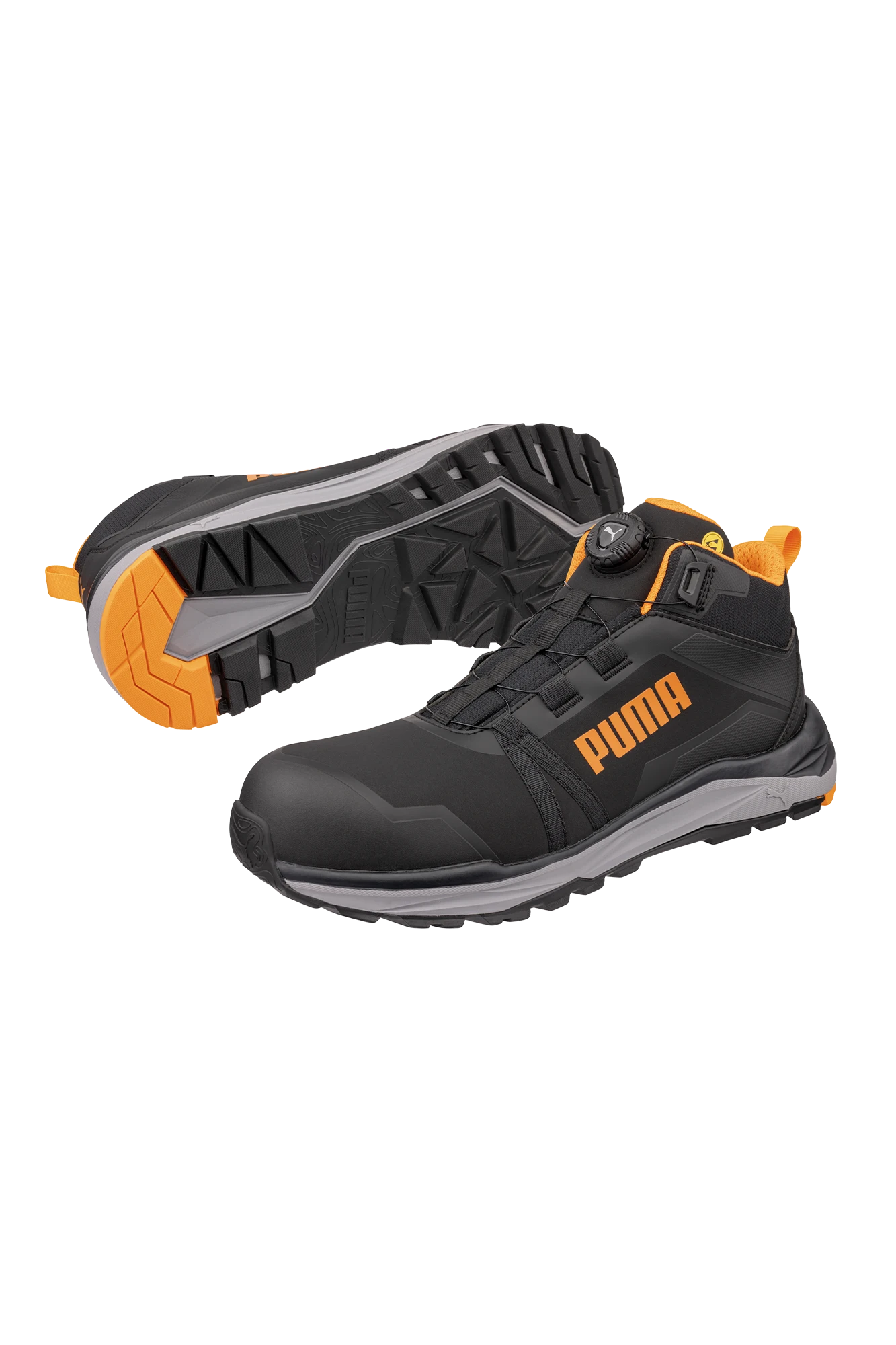 Puma Kanyon BLK Orange Disc Mid S3S ESD FO HRO SR sikkerhedssko