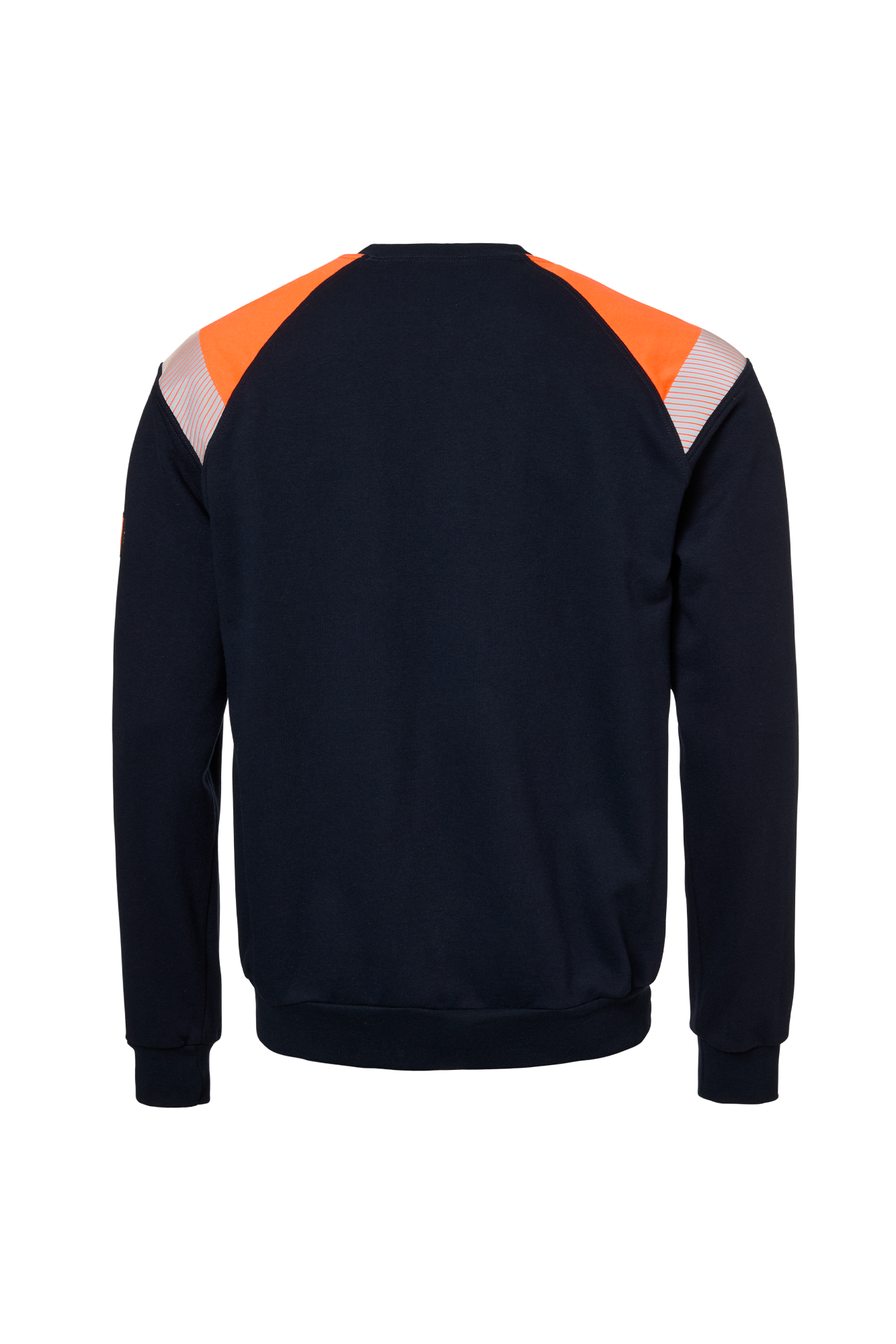 Flammehæmmende navy sweatshirt med orange skuldre (APC 1 / ELIM: 8.6 cal/cm² / EBT: 11,0 cal/cm²)