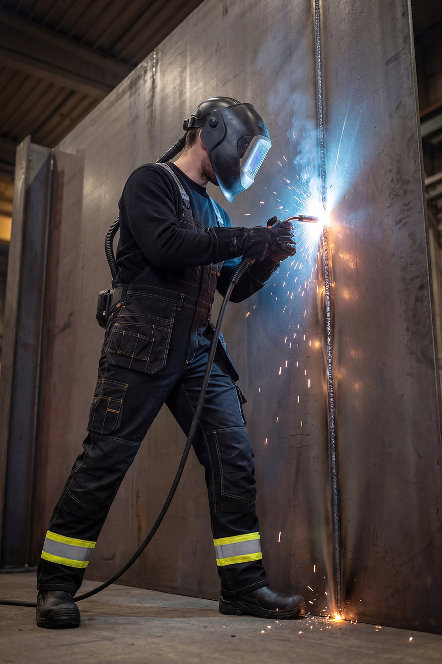 Craftsman Pro Black Yellow Håndværker Bomulds Overall m/hi-vis