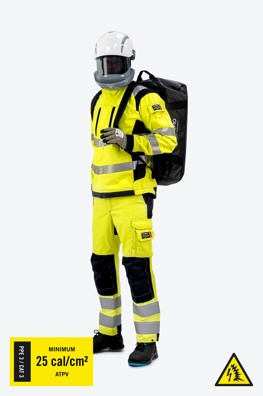 Arc Flash PPE/CAT 3 (APTV ≥25 cal/cm²) beskyttelsespakke m. høj synlighed