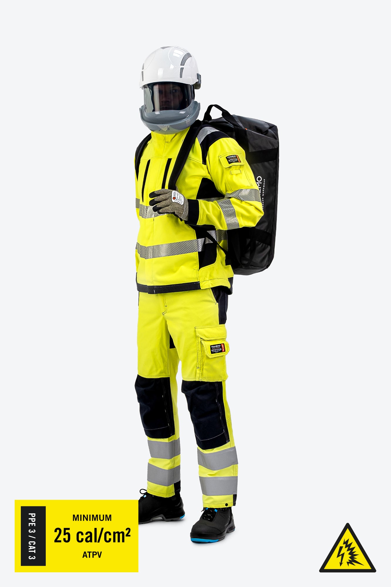 Arc Flash PPE/CAT 3 (APTV ≥25 cal/cm²) beskyttelsespakke m. høj synlighed