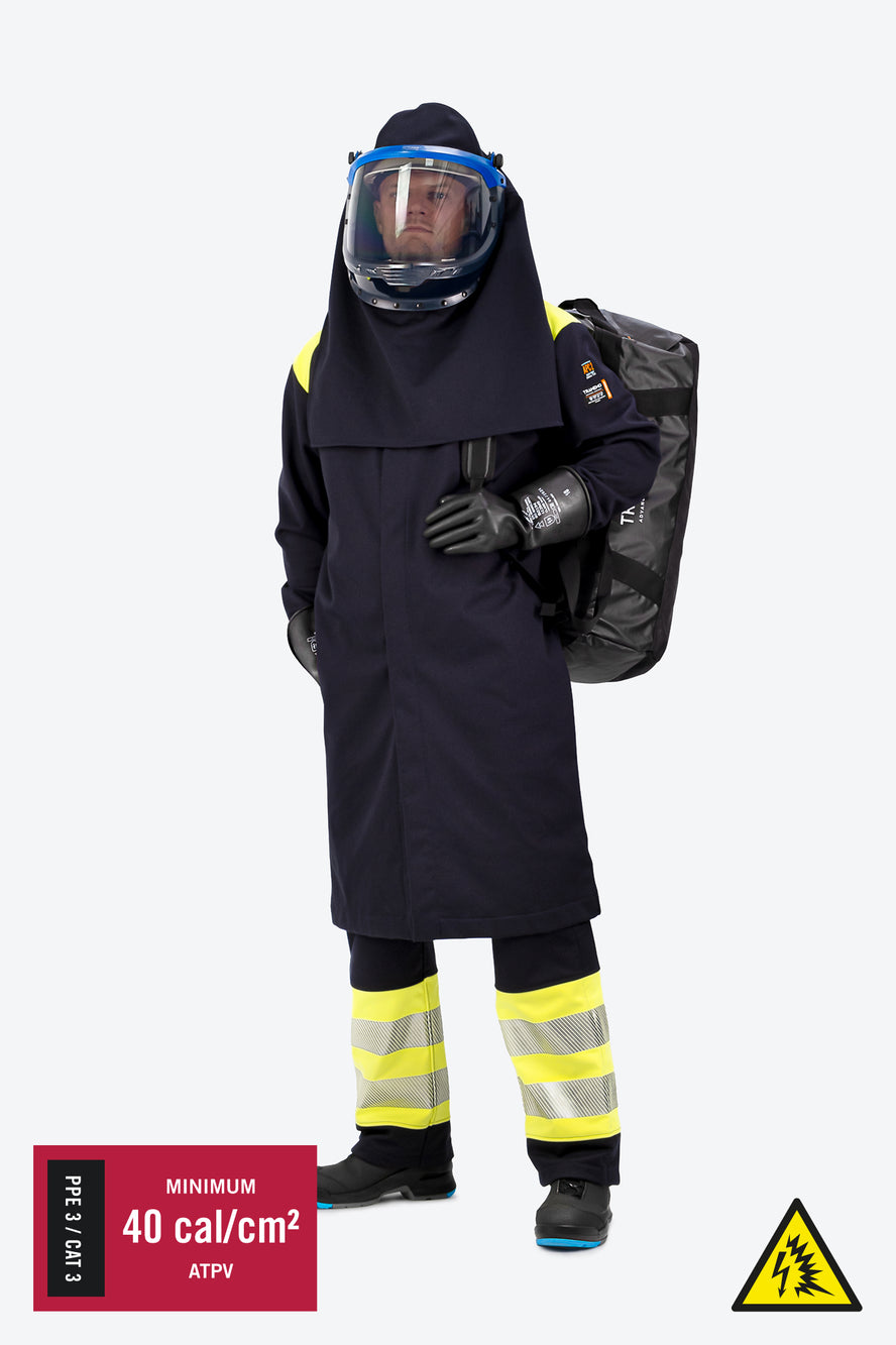 Arc Flash PPE/CAT 4 (APTV ≥40 cal/cm²) beskyttelsespakke m. øget synlighed