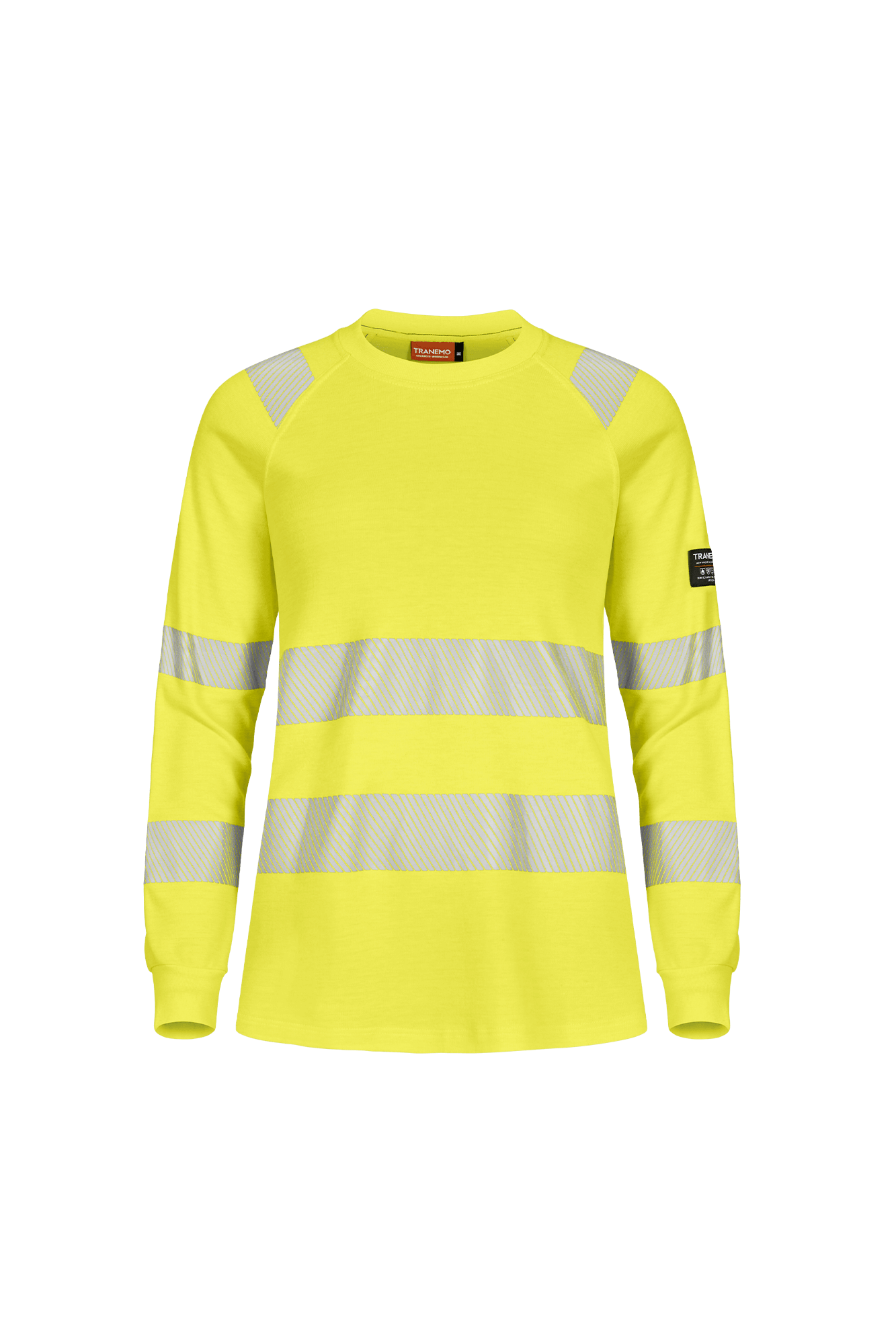 Flammehæmmende hivis-gul dame t-shirt med lange ærmer front