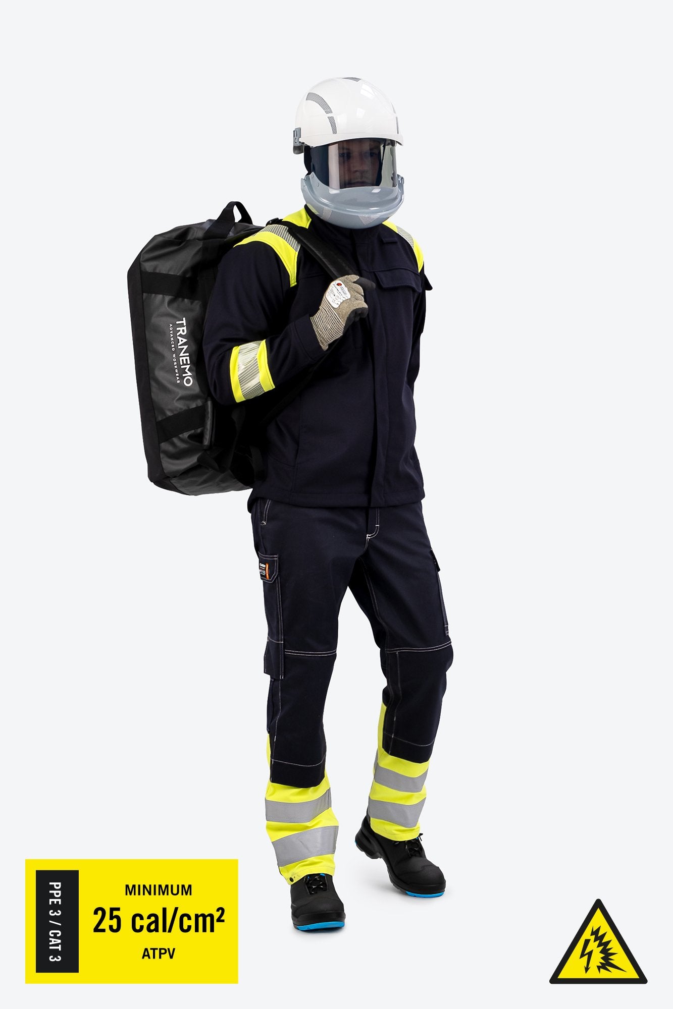 Arc Flash PPE/CAT 3 (ATPV 25 cal/cm²), Beskyttelsessystem m. øget synlighed (test)