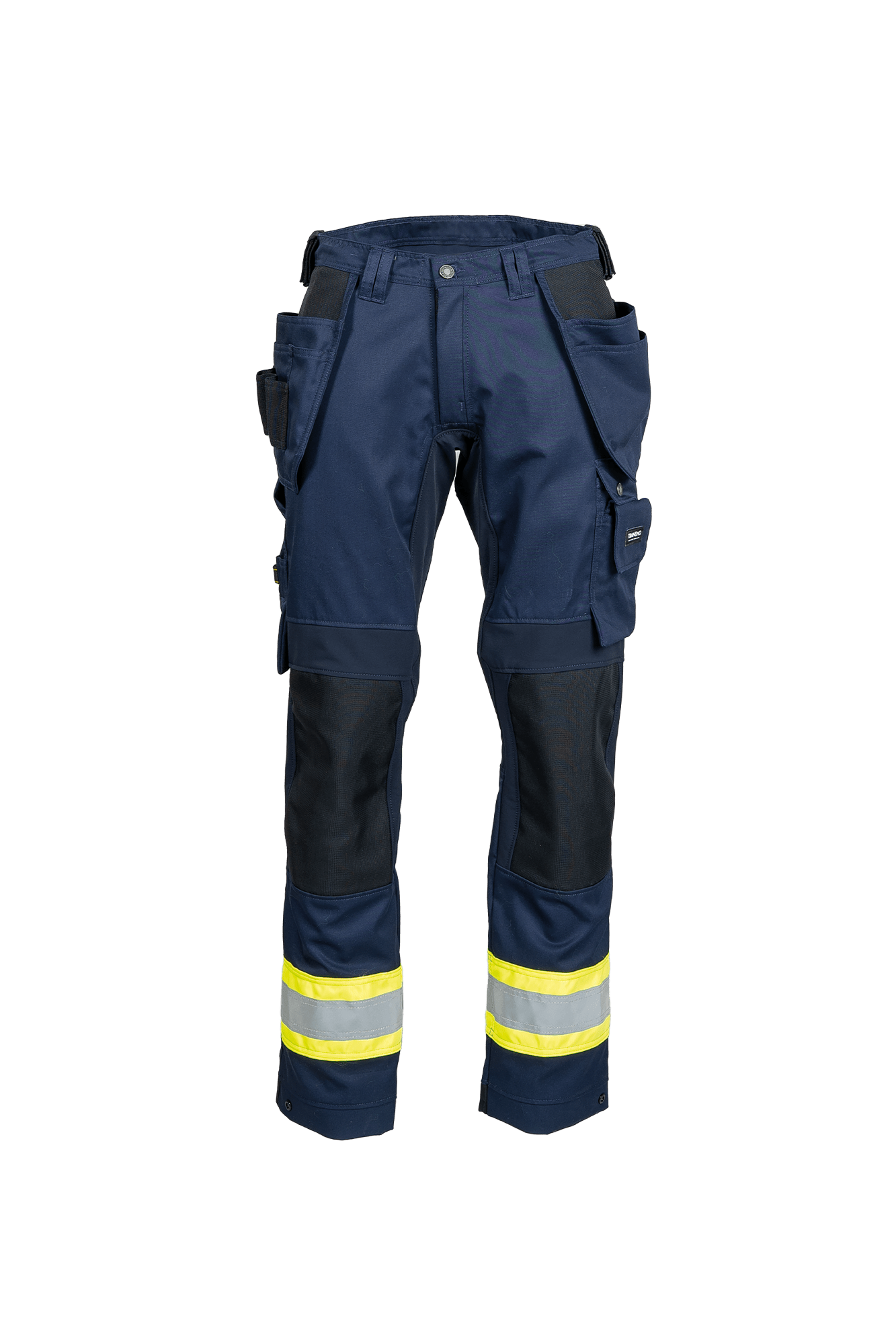 Comfort Stretch dame håndværkerbuks m/hi-vis - tranemoshop.dk #farve_gul marineblå