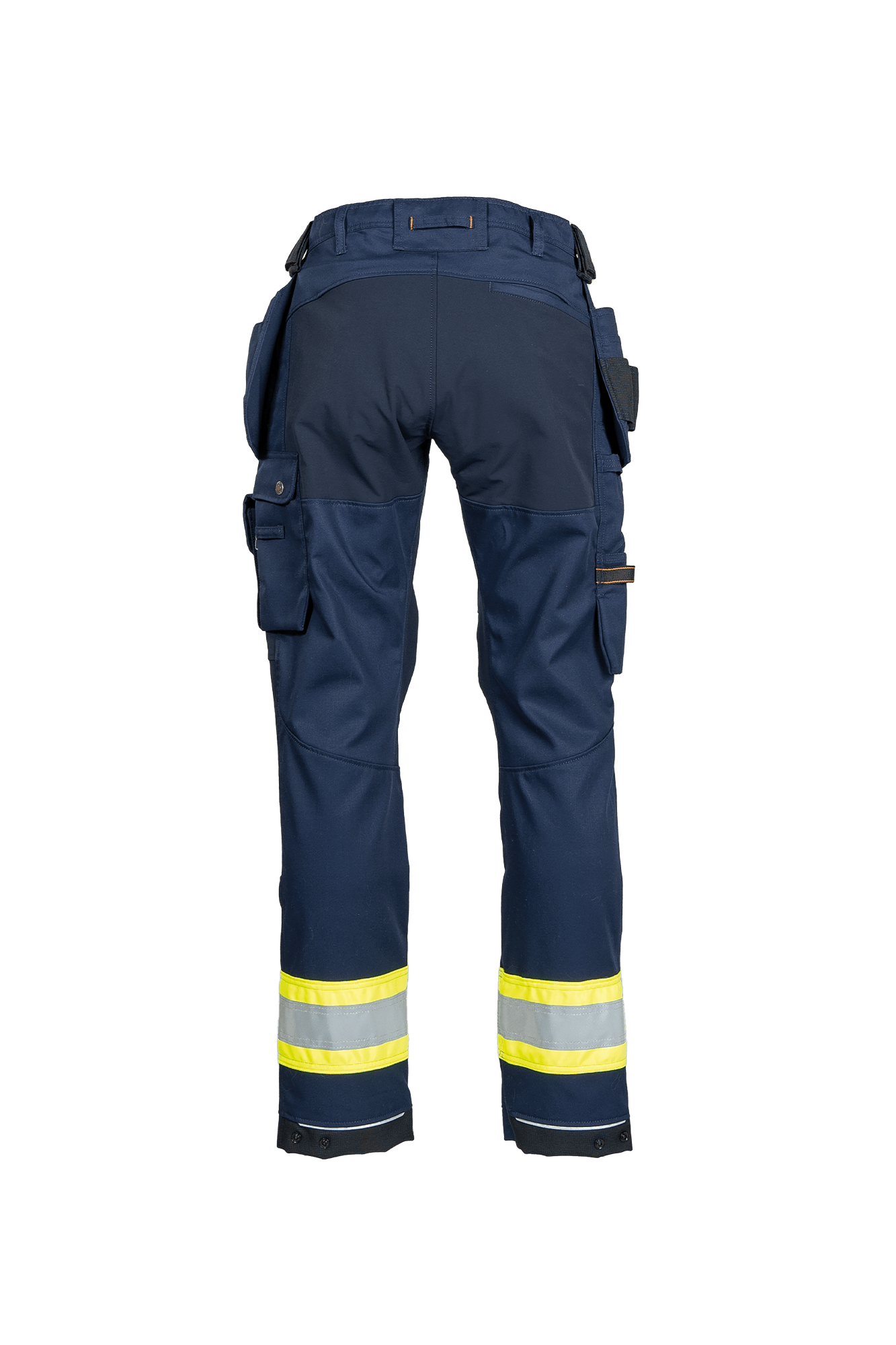 Comfort Stretch dame håndværkerbuks m/hi-vis - tranemoshop.dk #farve_gul marineblå