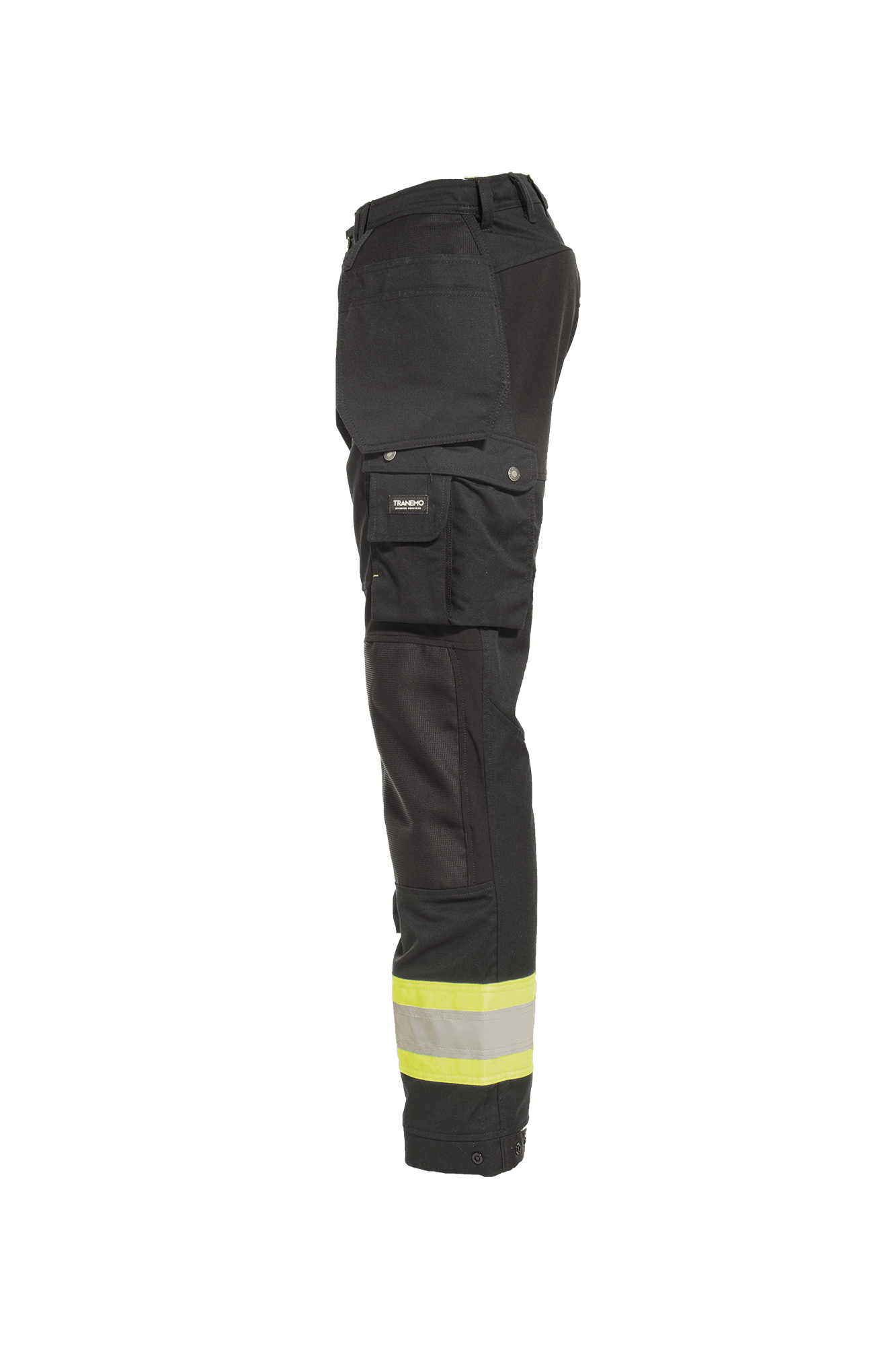 Comfort Stretch dame håndværkerbuks m/hi-vis - tranemoshop.dk #farve_sort gul