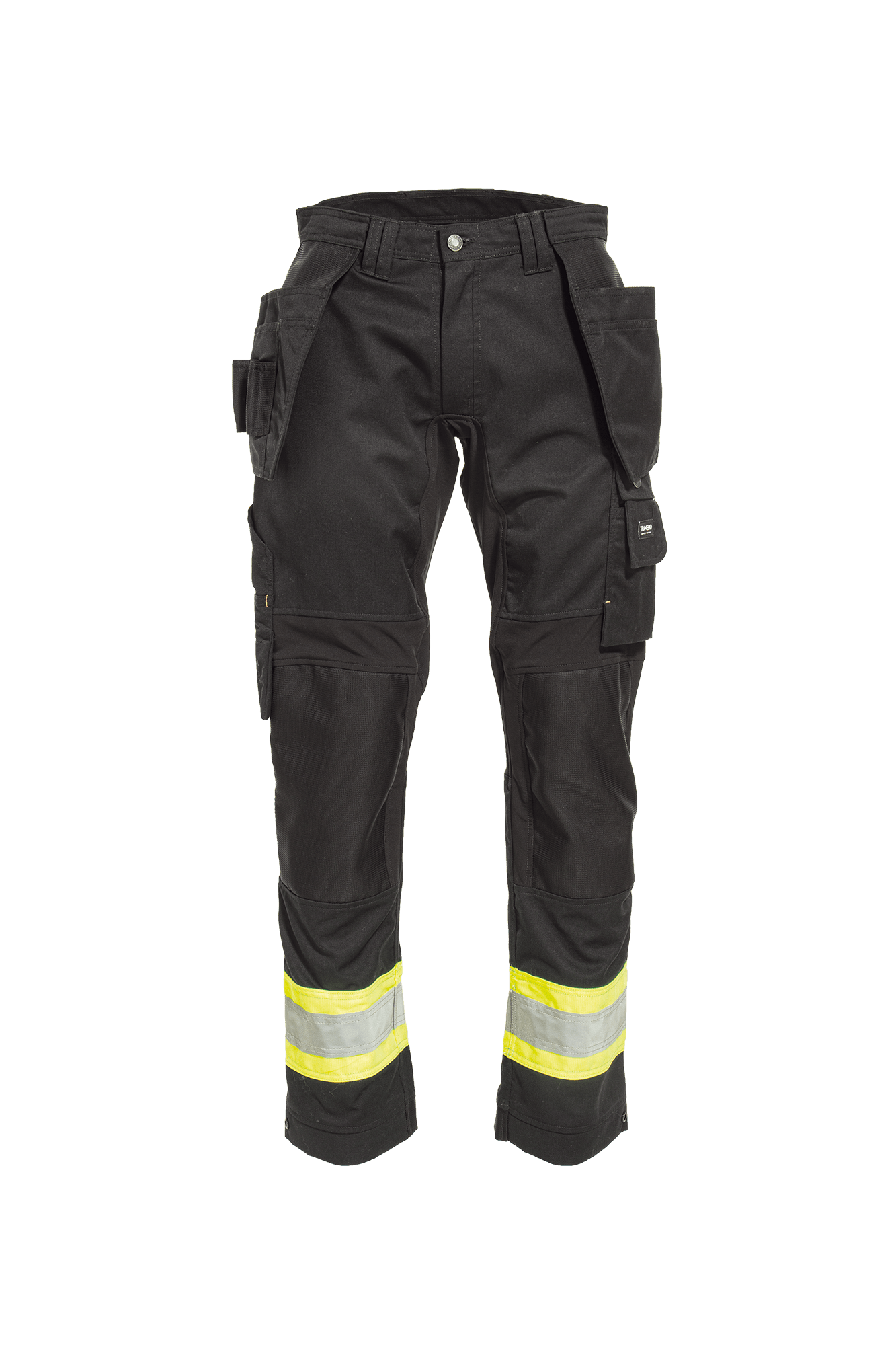 Comfort Stretch håndværkerbuks m/hi-vis - tranemoshop.dk #farve_sort gul