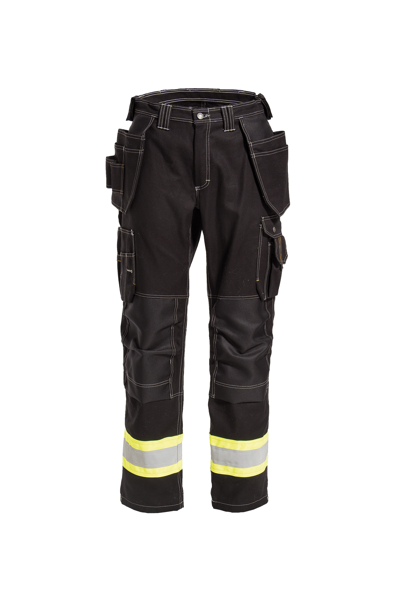 Craftsman Pro Dame håndværkerbuks m/hi-vis front sort #farve_sort gul
