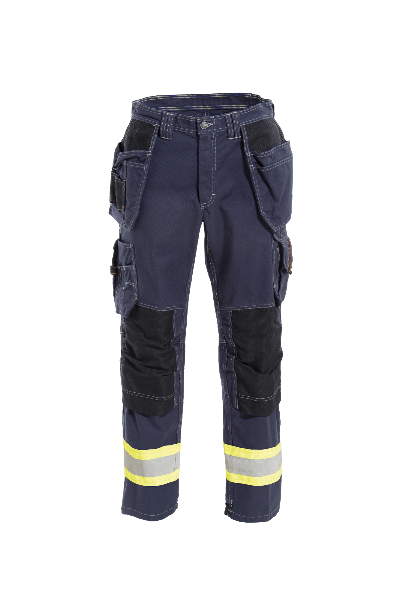 Craftsman Pro Dame håndværkerbuks m/hi-vis front gul marineblå #farve_gul marineblå