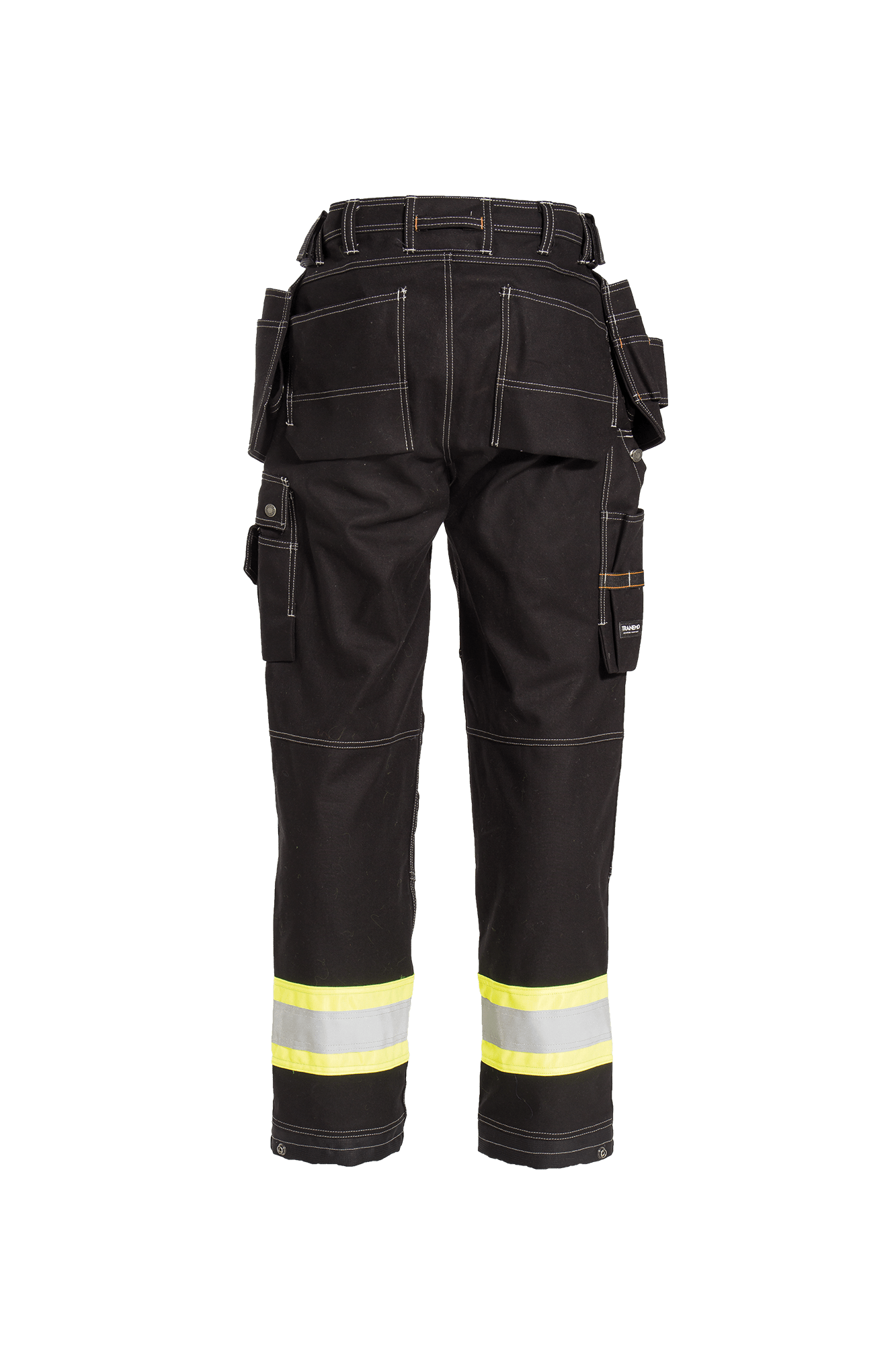 Craftsman Pro Dame håndværkerbuks m/hi-vis bagside sort #farve_sort gul