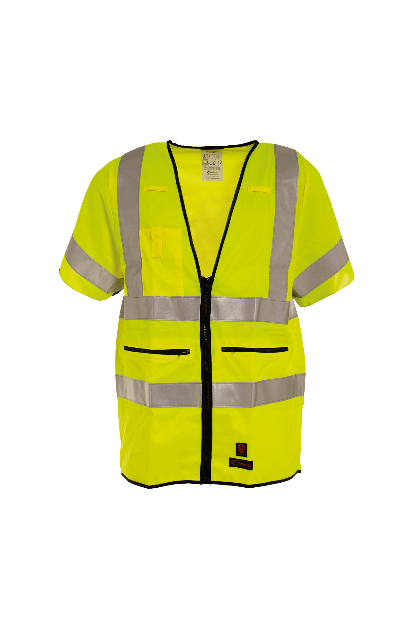 Flammehæmmende Hi-vis vest m/korte ærmer - tranemoshop.dk