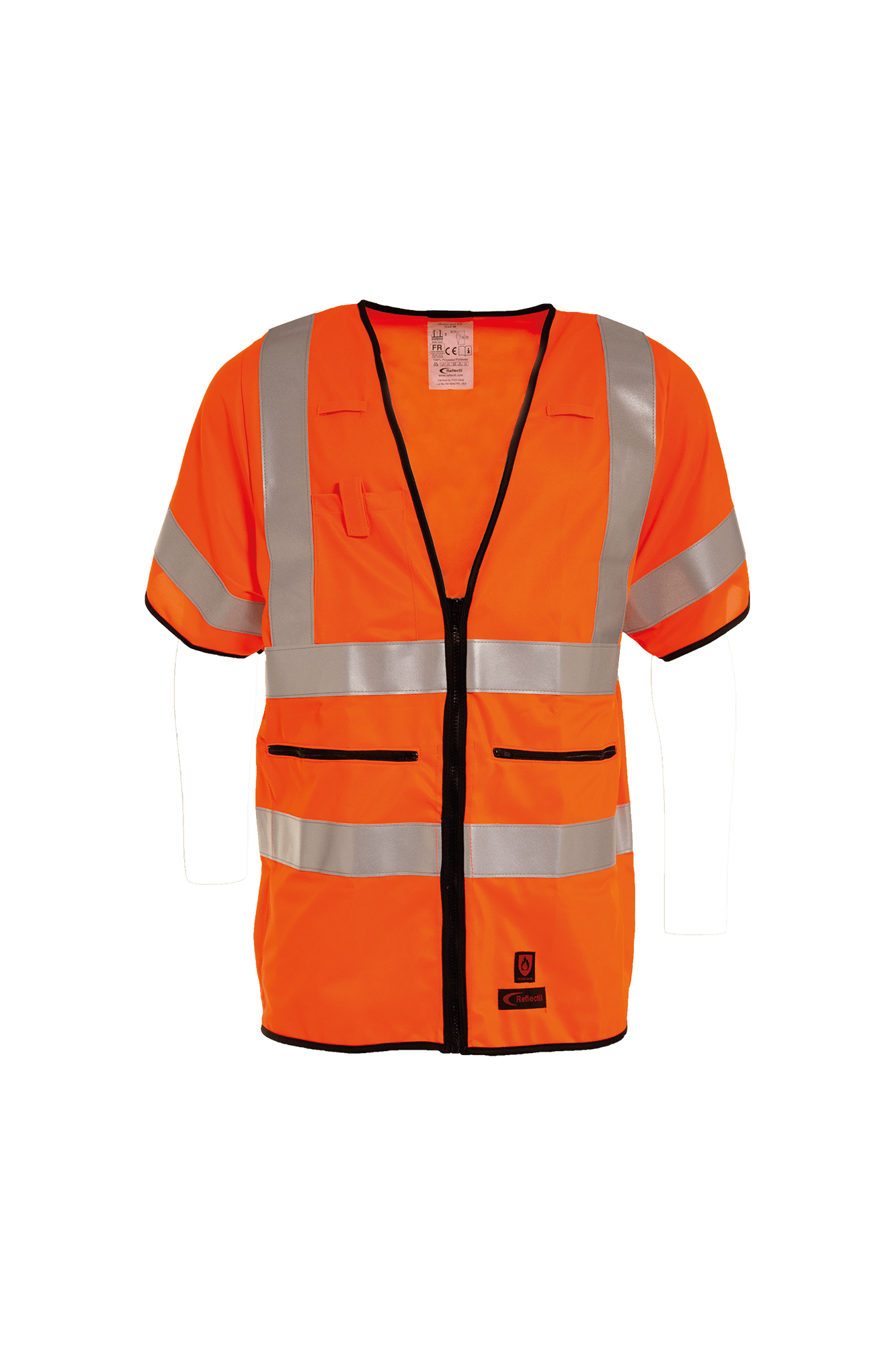 Flammehæmmende Hi-vis vest m/korte ærmer - tranemoshop.dk