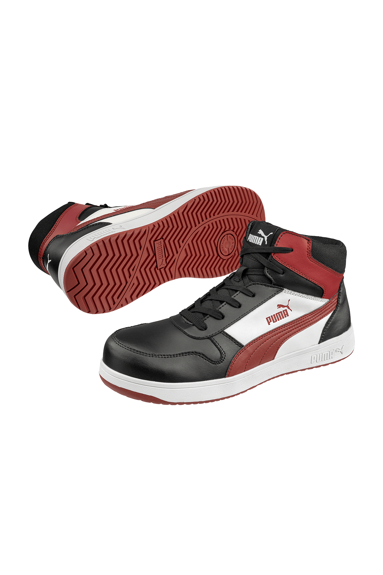 Puma Safety Frontcourt BLK/WHT/RED Mid S3L sikkerhedsstøvle - tranemoshop.dk