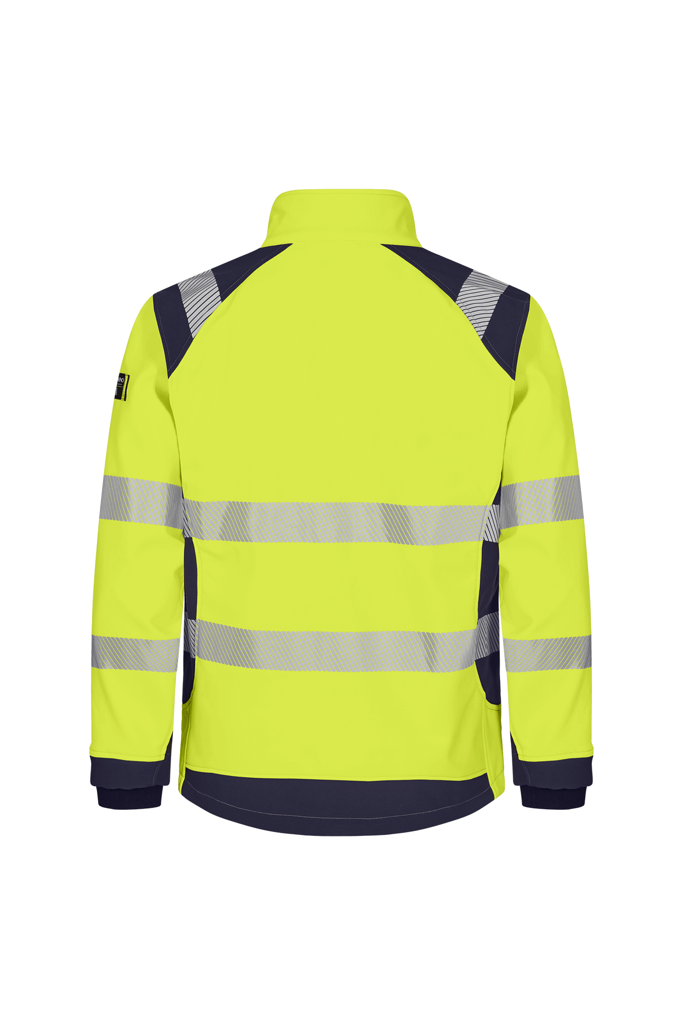 Tranemo Vision HV Hi-vis softshell jakke ryg - tranemoshop.dk #farve_gul marineblå