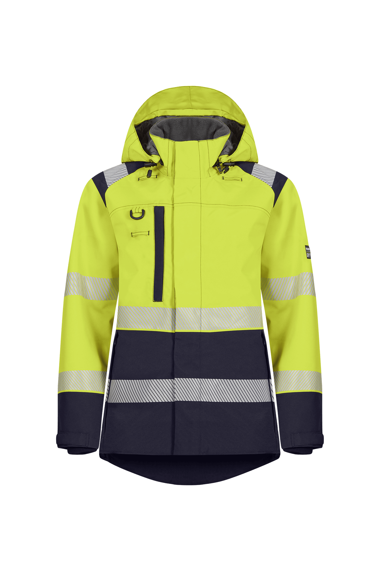 Vision HV Hi-vis dame vinterjakke m/hætte - tranemoshop.dk #farve_gul marineblå