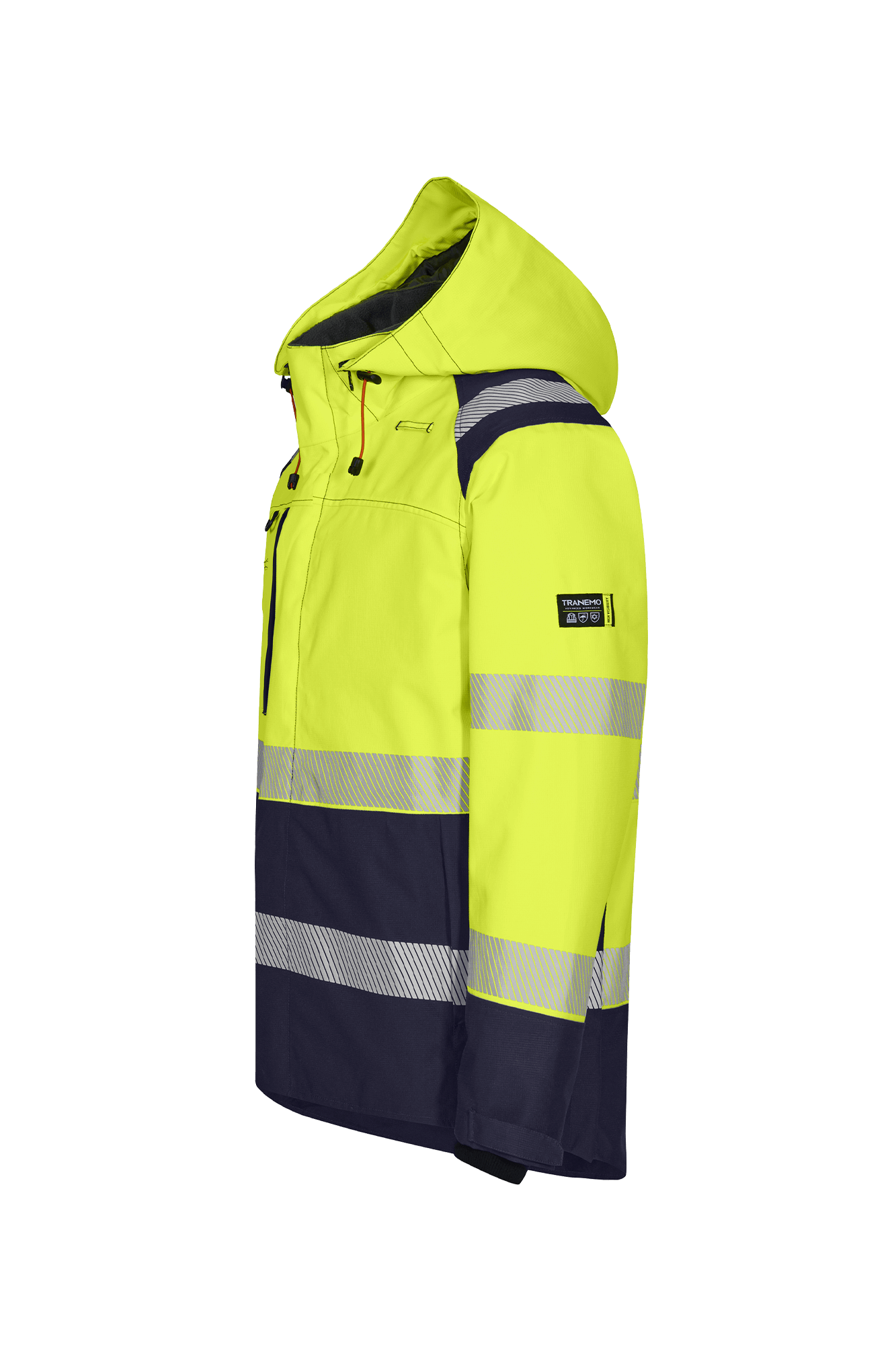 Vision HV Hi-vis vinterjakke m/hætte - tranemoshop.dk #farve_gul marineblå