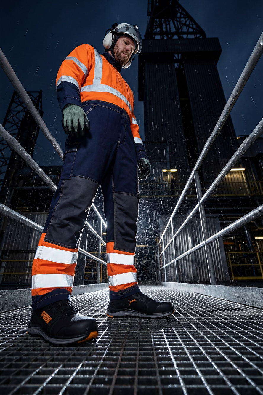 Puma Kanyon BLK Orange Disc Mid S3S ESD FO HRO SR sikkerhedssko