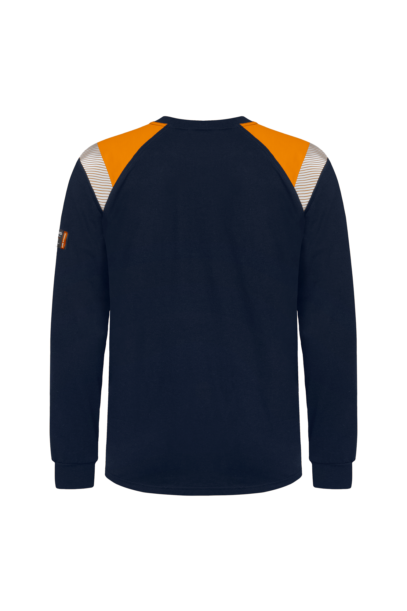 Flammehæmmende langærmet T-shirt (APC 1, ELIM: 3,9 cal/cm², EBT: 4,6 cal/cm²) med orange skuldre