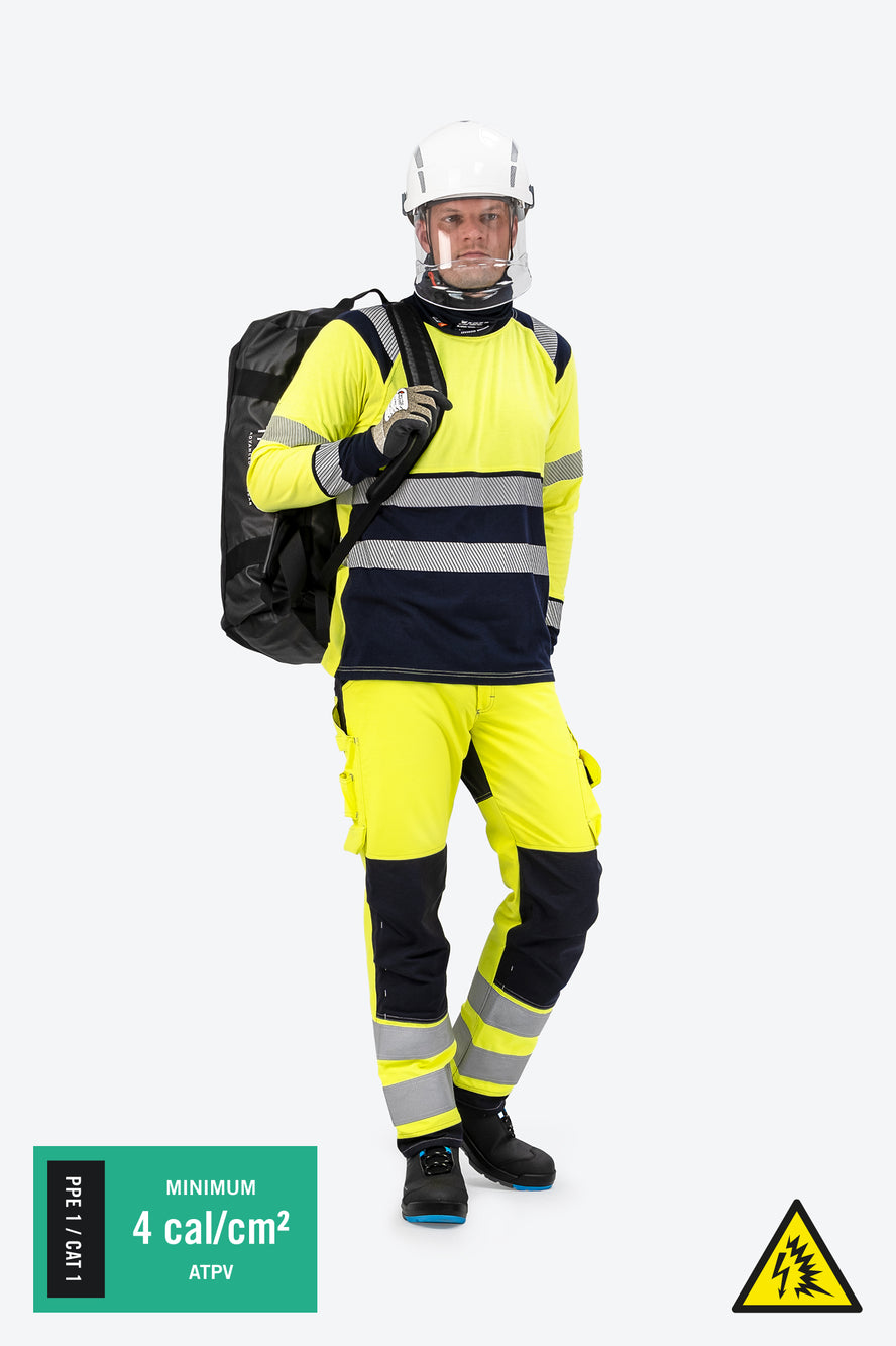 Arc Flash PPE/CAT 1 (ATPV ≥4 cal/cm²) beskyttelsespakke m. høj synlighed