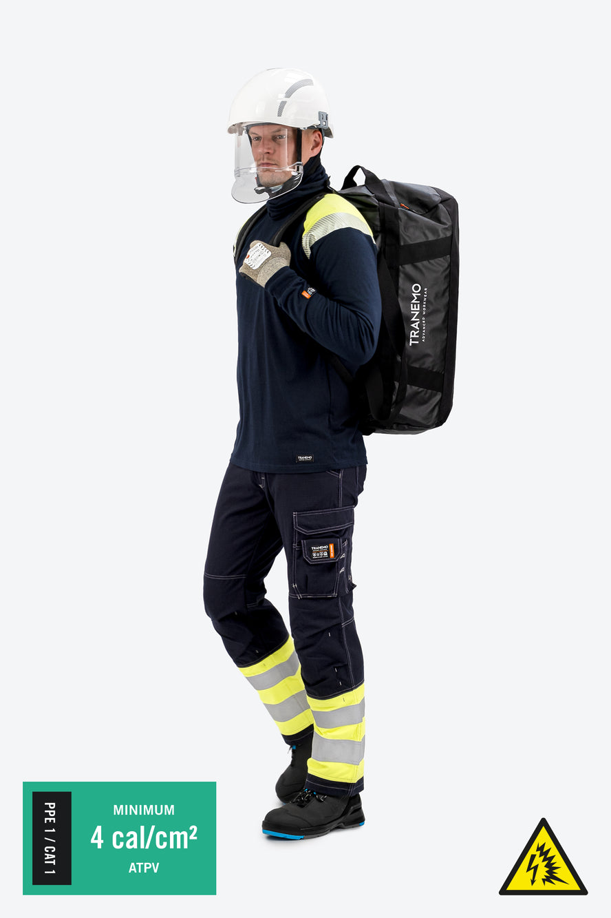 Arc Flash PPE/CAT 1 (APTV ≥4 cal/cm²) beskyttelsespakke m. øget synlighed