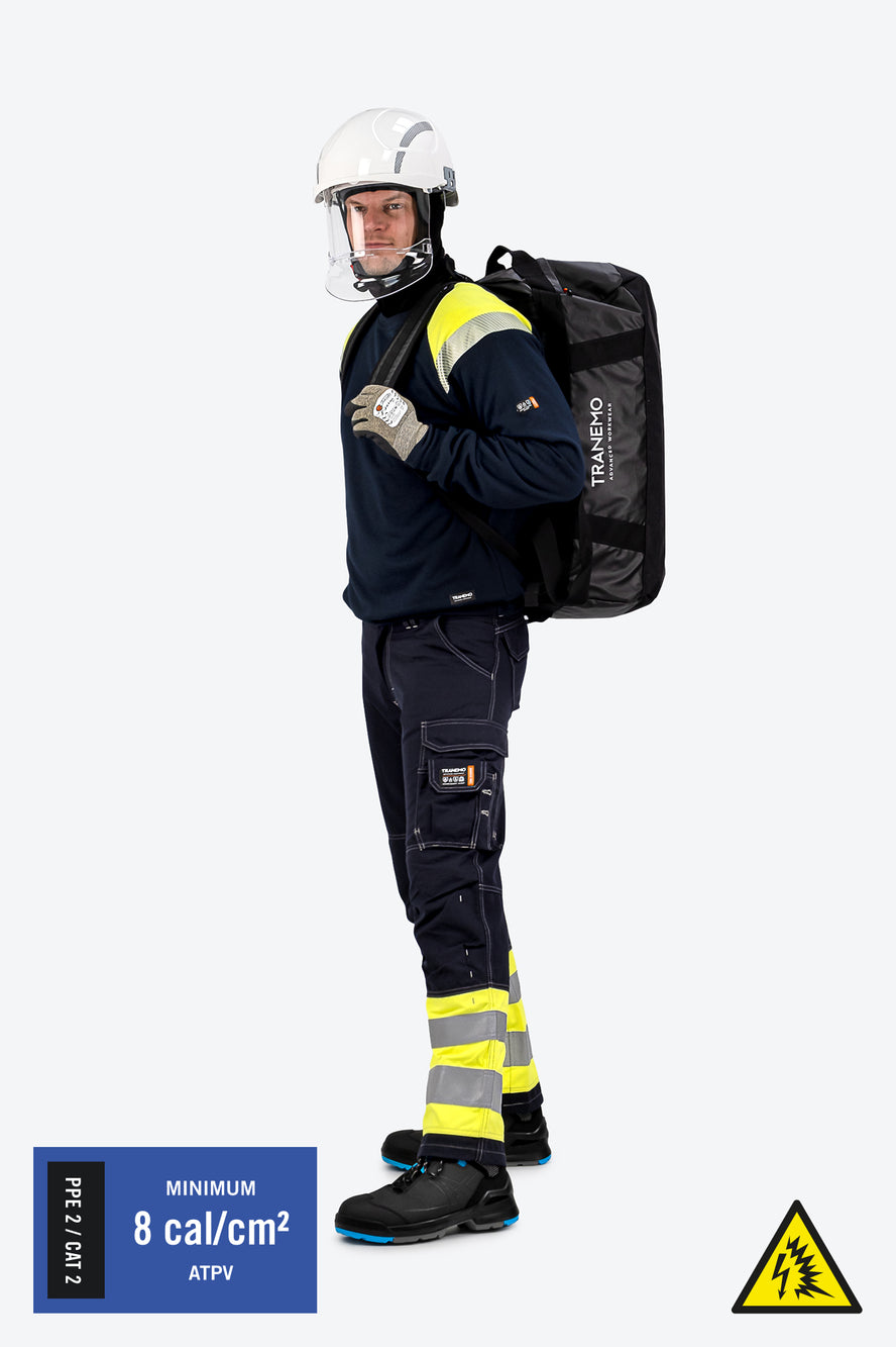 Arc Flash PPE/CAT 2 (APTV ≥8 cal/cm²) beskyttelsespakke m. øget synlighed