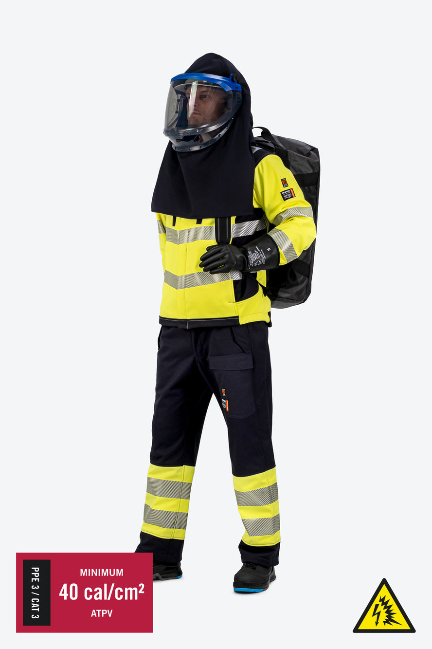 Arc Flash PPE/CAT 4 (APTV ≥40 cal/cm²) beskyttelsespakke m. høj synlighed